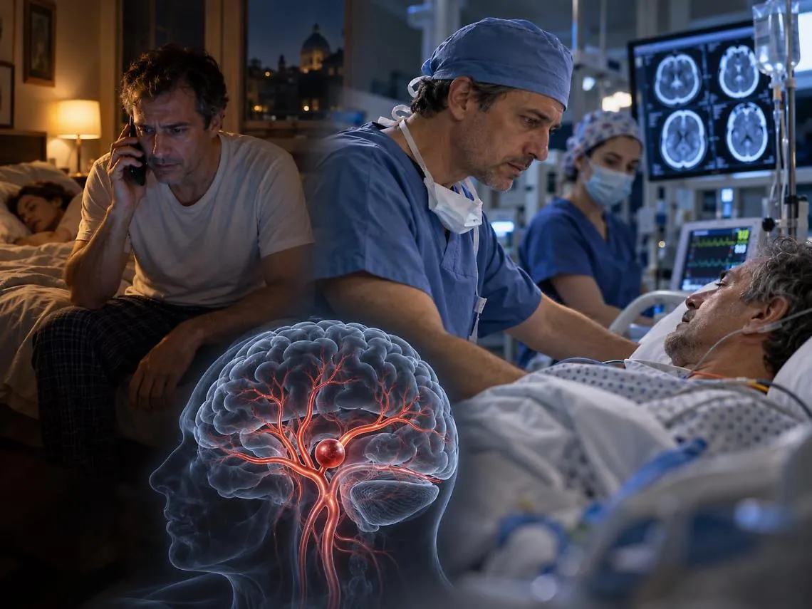 Alle due squilla il telefono: la notte del neurochirurgo e l’aneurisma che cambia una vita