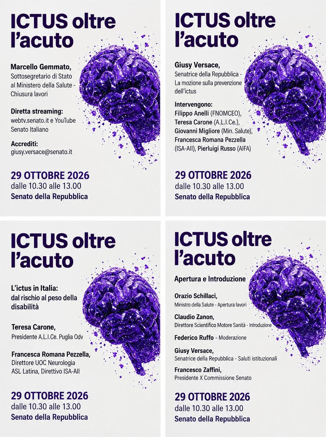 Relatori convegno Ictus, oltre l'acuto - Senato 29 ottobre 2026