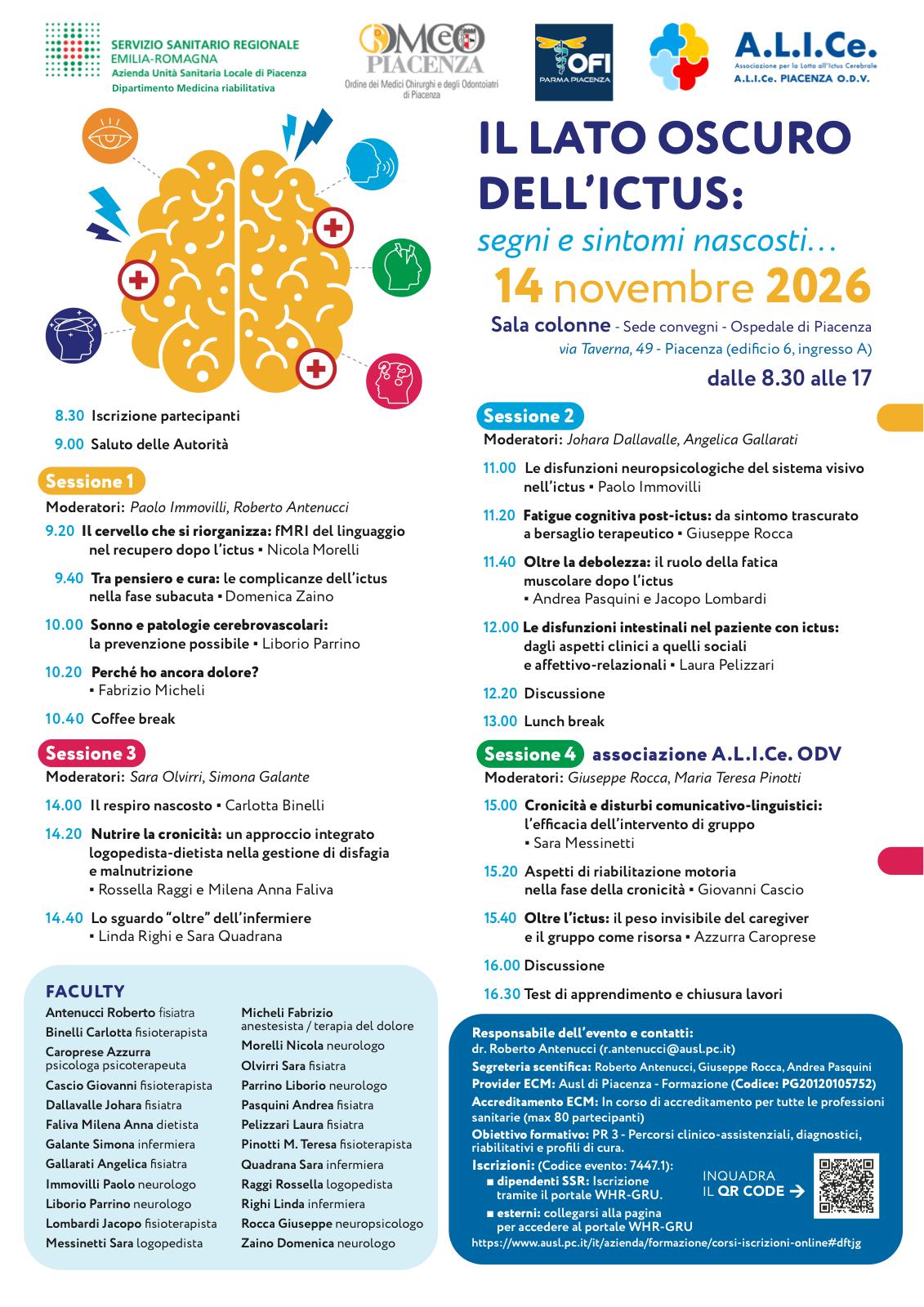 Piacenza – convegno Il lato oscuro dell'ictus, 14 novembre