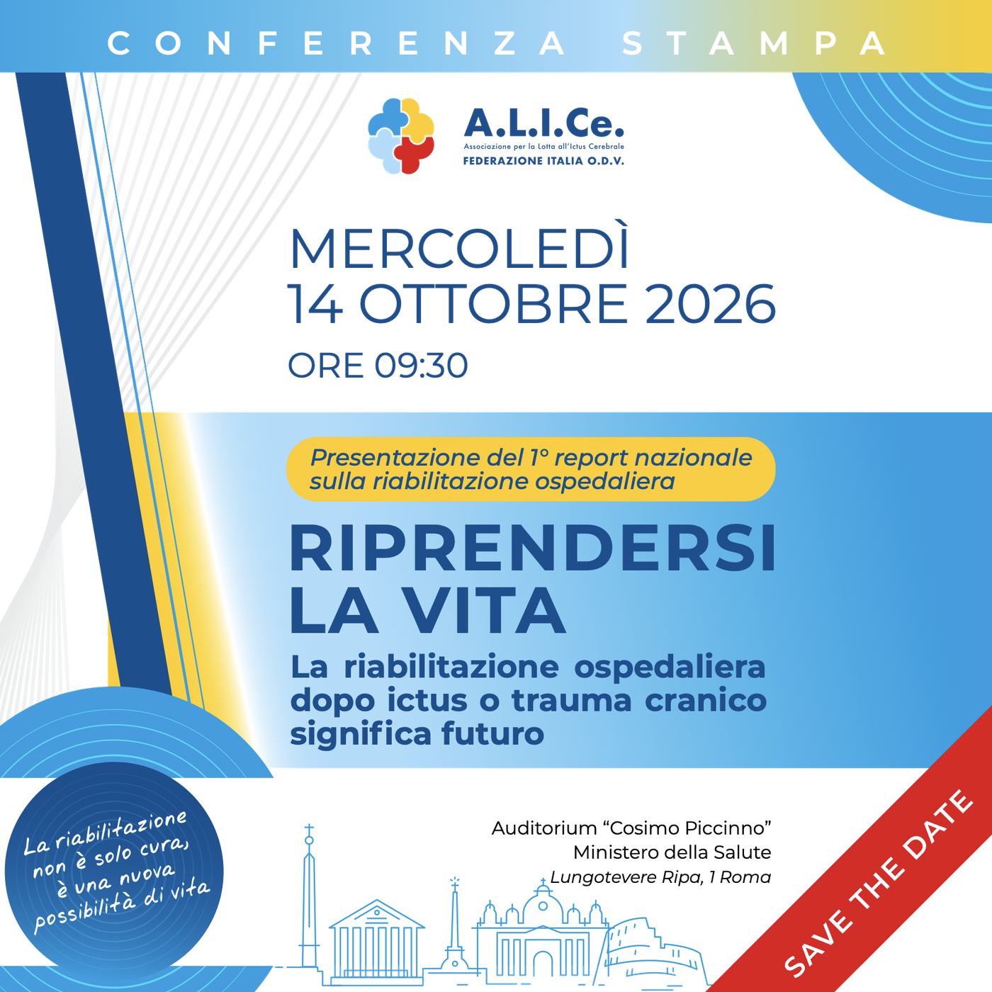 Riprendersi la vita — save the date conferenza stampa 14 ottobre 2026